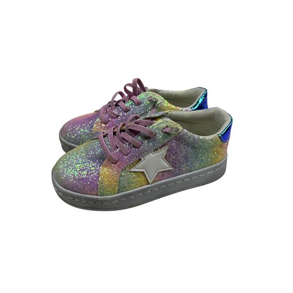 Lola & The Boys Girls Glitter Star Sneakers Size 13C Rainbow Sparkle Shoes - Picture 1 of 5